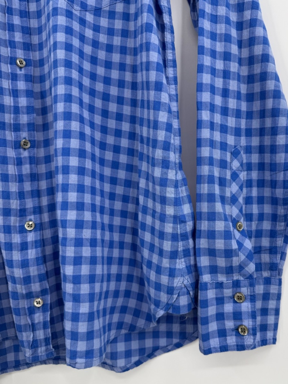 J.Crew Boy Fit Gingham Long Sleeve Button Front Shirt | Blue | Size 4 - Picture 4 of 6